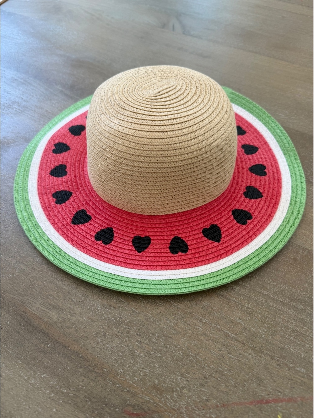 Toddler Watermelon Straw Sun Hat Heart Seeds